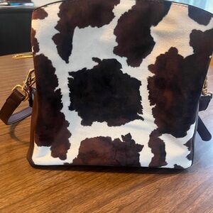 Sondra Roberts ; Brown and White Cow Print Crossbody $39